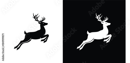 Majestic Walking Deer Stag Silhouette Logo Vector