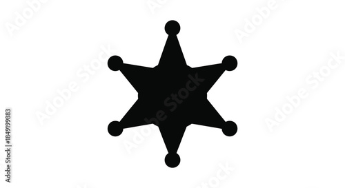 A stark black star sheriff badge illustration stands out against a plain white background silhouette