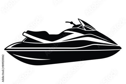 jet ski silhouette line art vector illustration
