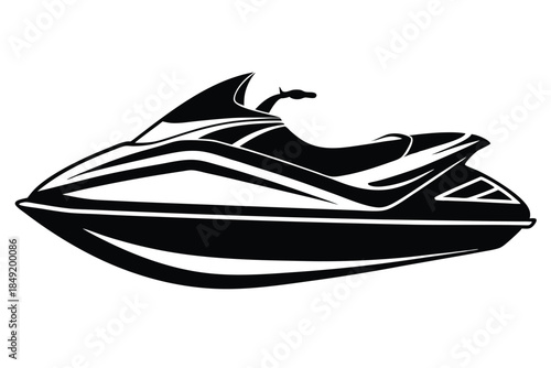 jet ski silhouette line art vector illustration