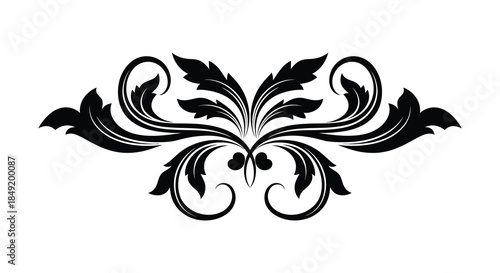 intricate black floral design element with swirling shapes and curves a decorative silhouette