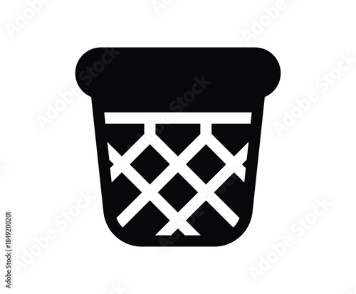 Simple Black Trash Can Icon for Minimalistic Design and Illustrations