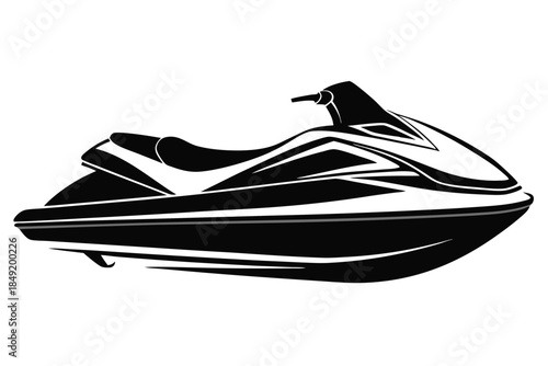 jet ski silhouette line art vector illustration