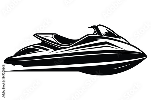 jet ski silhouette line art vector illustration