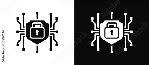 Encryption icon set black and white