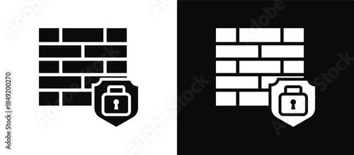 Firewall icon set black and white
