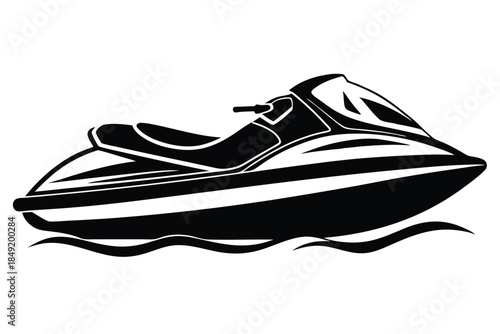 jet ski silhouette line art vector illustration