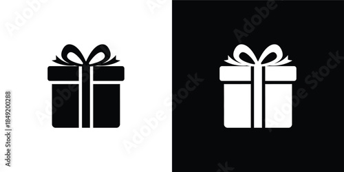 Minimalist Gift Box Icon Set, Flat Design Present Silhouettes for E-commerce and Holiday Branding
