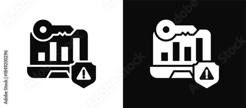 Cyber Risk icon set black and white