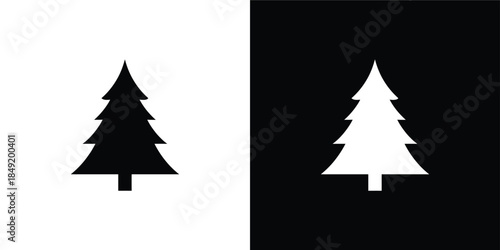 Minimalist Spruce Tree Silhouette Set, Balanced Evergreen Pine Icons for Nature and Winter Design