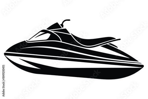 jet ski silhouette line art vector illustration