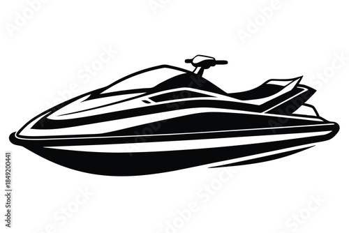 jet ski silhouette line art vector illustration