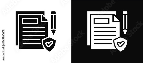 Security Policy icon set black and white