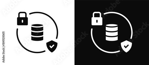 Data Integrity icon set black and white