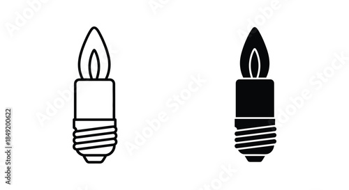 Two candle icons one outlined and one solid representing light and darkness silhouette