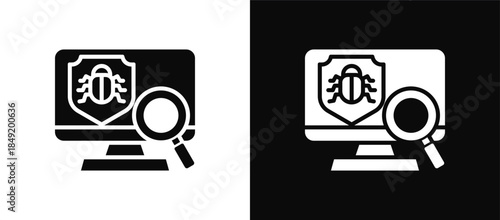 Malware Analysis icon set black and white