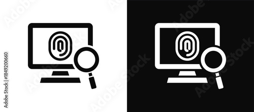 Digital Forensics icon set black and white