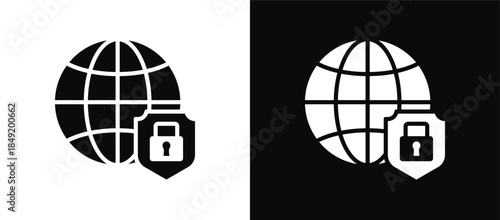 Virtual Private Network icon set black and white