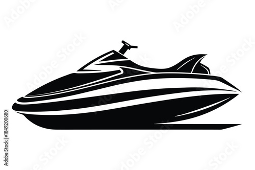 jet ski silhouette line art vector illustration