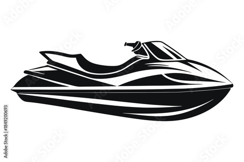 jet ski silhouette line art vector illustration