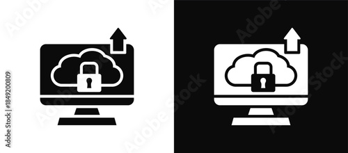 Data Loss Prevention icon set black and white
