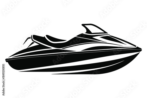 jet ski silhouette line art vector illustration