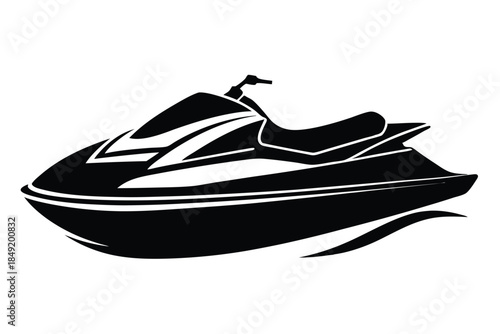 jet ski silhouette line art vector illustration