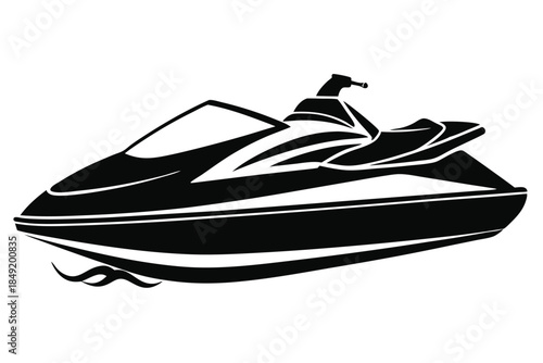 jet ski silhouette line art vector illustration