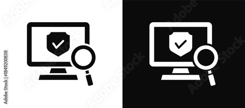 Security Monitoring icon set black and white