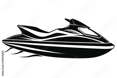 jet ski silhouette line art vector illustration