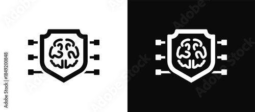 Threat Intelligence icon set black and white