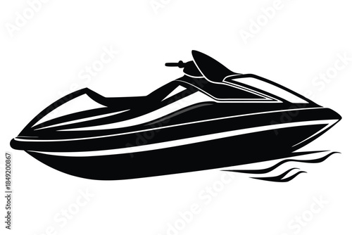 jet ski silhouette line art vector illustration