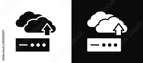 Cloud Backup icon set black and white