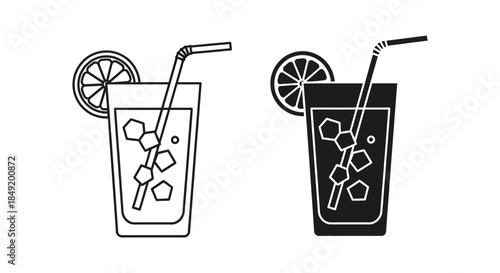 Refreshing summer drinks with citrus slices and straws shown in a contrasting silhouette