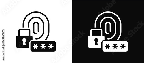 Digital Authentication icon set black and white