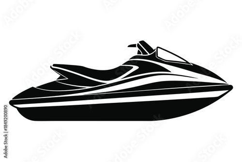 jet ski silhouette line art vector illustration