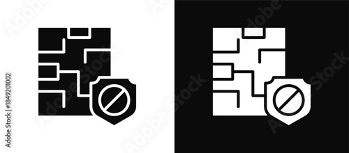 Security Framework icon set black and white