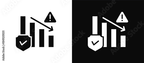 Risk Assessment icon set black and white