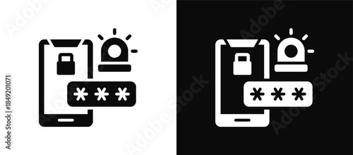 Cyber Incident icon set black and white