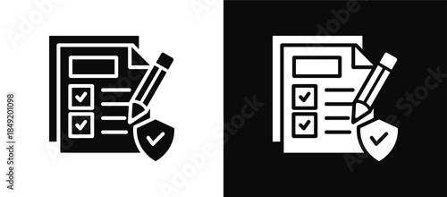 Data Compliance icon set black and white