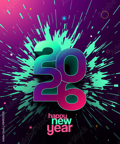 2026 Happy new year, celebrating colourful new year