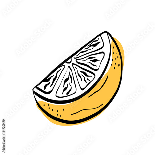 Lemon illustration sliced pieces, drawn in clean bold line-art for fresh food and summer-themed designs. Perfect for packaging, stickers and recipe graphics