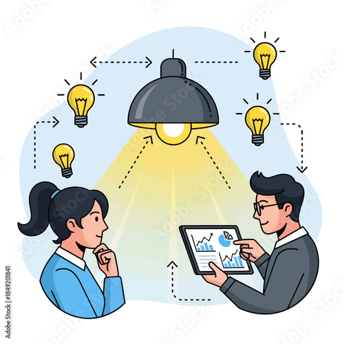 Man and Woman Discussing Business Idea.