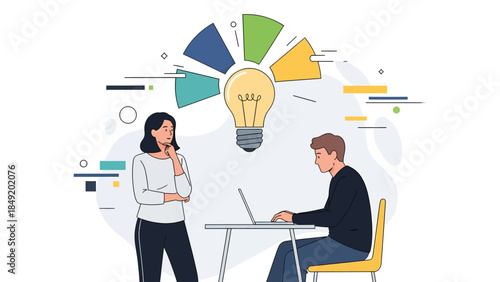 Man and Woman Discussing Business Ideas Together.