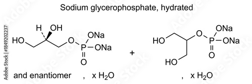 Sodium glycerophosphate, hydrated, chemical structure of sodium glycerophosphate, hydrated, drug substance