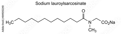 Sodium lauroylsarcosinate, chemical structure of sodium lauroylsarcosinate, drug substance