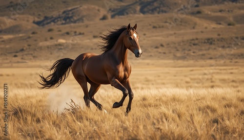 Wallpaper Mural Magnificent brown horse galloping across the expansive plains Torontodigital.ca