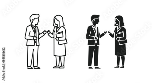 Business professionals shaking hands in a formal setting depicted as a striking silhouette