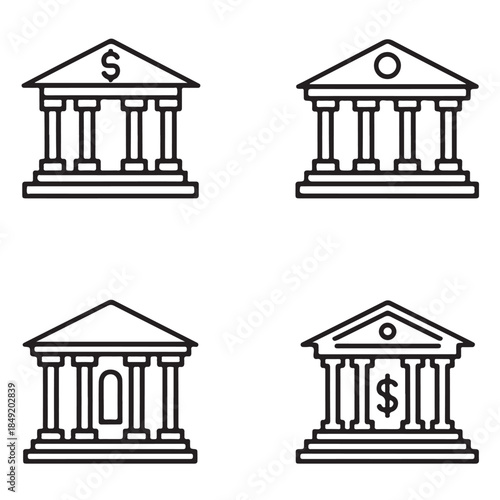 Court House Line Icons – Justice and Law Building Vector