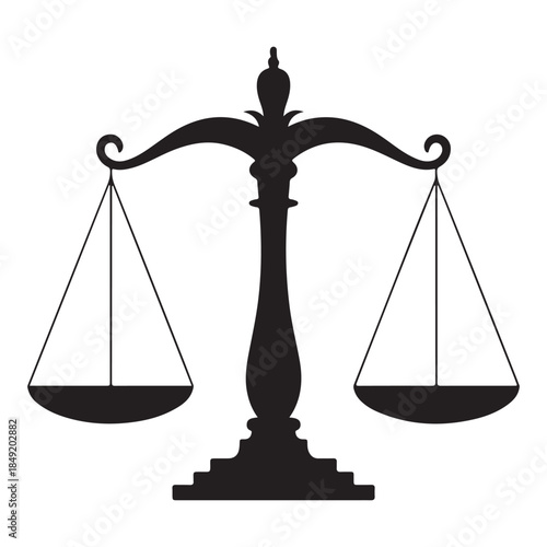 Scales of Justice Black Silhouette Vector Icon